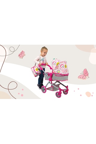 Nano Oyuncak Bebek Arabası Pink Rose