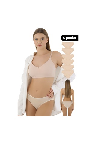 Cnt Kadın / Kız Külot Likralı Penye 6'lı Premium Paket Ten Ten