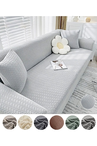 StarMall Tuğla Desen Koltuk Örtüsü Çekyat Kılıfı 3Lü Bir Adet AÇIK GRİ