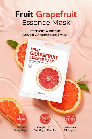 Lebelage Greyfurt Özü İçeren Aydınlatıcı, Nemlendirici Kağıt Maske Lebelage Fruit Grapefruit Mask