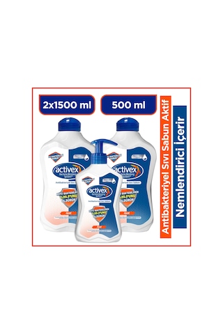 Activex Aktif Antibakteriyel Sıvı Sabun 2 x 1500 ML + 500 ML