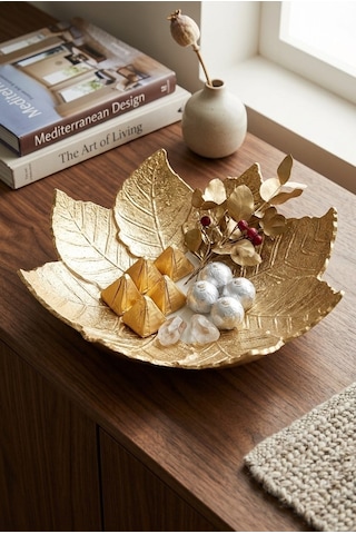 Krem Gold 8 Kollu Yaprak Tabak