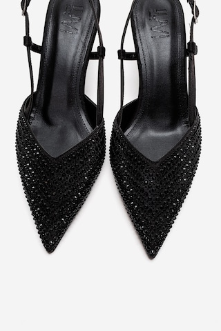 Luvishoes Elodıe Siyah Siyah Taşlı Kadın İnce Topuklu Abiye Ayakkabı