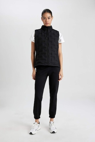 DeFactoFit Su İtici Rüzgar Geçirmez Slim Fit Dar Kesim Fermuarlı Şişme Sporcu Yelek B2069AX24SPBK81 Siyah