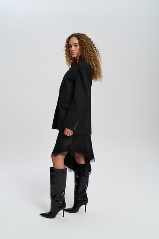 Mai Collection Mai Studios Co. Catroux Gömlek Yaka Detaylı Siyah Blazer Siyah