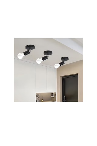 Riolight Modern Krom Mafsal Hareketli Başlık 1xe27 Duylu Siyah Metal Spot Tavan Armatür Avize Siyah