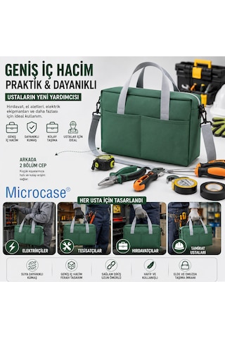 Microcase 4 Bölmeli Geniş Hacim Dayanıklı Takım Hırdavat Çantası Medium Al5583 Renk : Yeşil