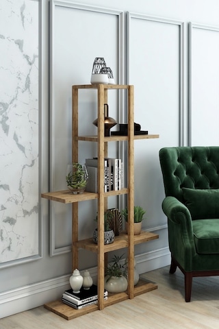 5 Katlı Çok Amaçlı Ahşap Raf Ünitesi - Banyo Organizer 108cm