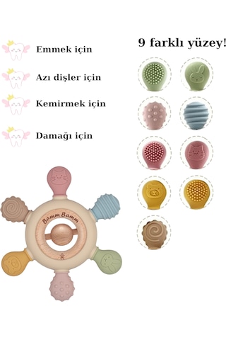 Boncuklu Silikon Bebek Diş Kaşıyıcı Hafif Ve Rahat Kavranır Çok Renkli