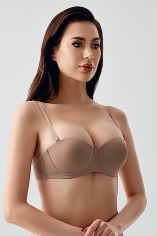 New Bra Kadın B Kap Desteksiz Çıkarılabilir Askılı Straplez Basic Sütyen Cappuccino 7050 Cappuccino