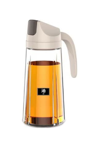 Konesam Ev Mutfak Açık Kapaklı 300ml Şeffaf Cam Yağlık, Sızıntı Engeli, Otomatik Açılışlı, Saf Alüminyum Kapağı, Apricot Rengi Diğer