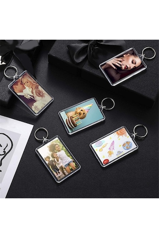 16 Adet Akrilik Fotoğraf Çerçevesi Anahtarlık Tutucu Dıy El Sanatları İçin 2,2 X 3 İnç