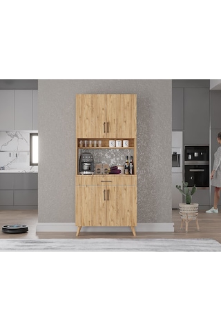 Loysen Kahve Köşesi Çok Amaçlı Dolap Kiler Mutfak Dolabı Çam -70 Cm Çam