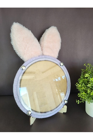 Pembe Tavşan Kulaklı Lila Fotoğraf Çerçevesi