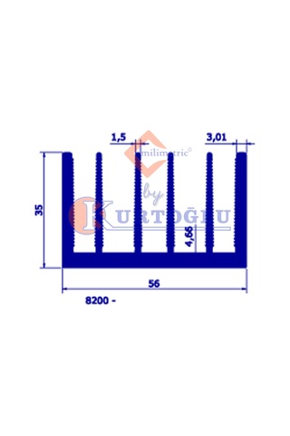Alüminyum Soğutucu Profil 6 Kanal Alüminyum Ham Hali 50 CM
