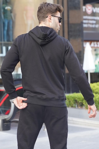 Madmext Siyah Baskılı Kapüşonlu Sweatshirt 6149-siyah Siyah