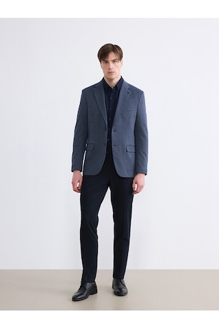 Lcw Busıness Lacivert Slim Fit Klapa Yaka Desenli Erkek Blazer Ceket