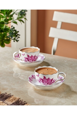 Pembe Porselen Kahve Fincan Seti 100 Ml