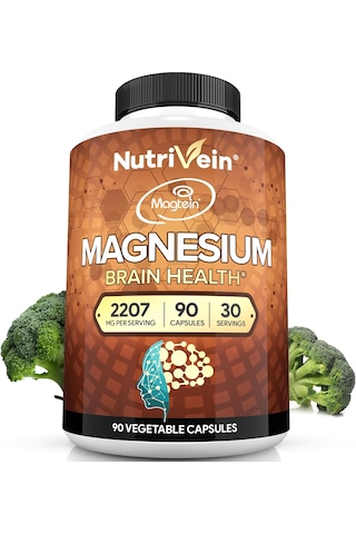 Nutrivein Magtein Magnesium L-threonate Glycinate Taurate Brain Sleep Mood Recovery 2207 Mg 90 Caps Aromasız