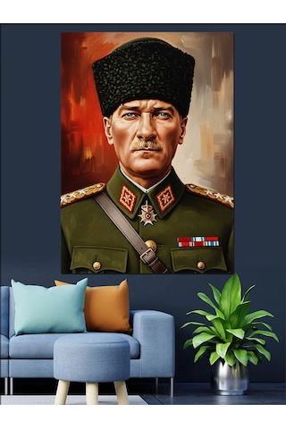 Ahşap Tablo Asker Üniformalı Mustafa Kemal Atatürk