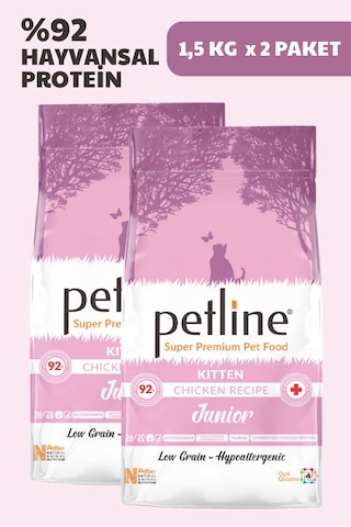 Petline Junior Kitten Tavuklu Yavru Kedi Maması 2 x 1500 G