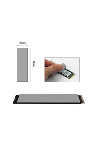 Wozlo 1.0mmx22x70mm Termal Pad M2 Ssd Ngff Nvme 2280 Chipset Soğutucu - 7x2cm - Gri - 13w/mk