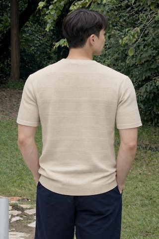 Tarz Cool Fitilli Triko Tişört Erkek Slim Fit Yazlık Premium Basic Üst Bej