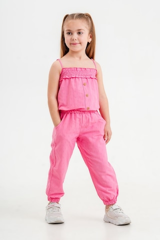 Kıpırık Baby Kız Çocuk Fuşya Pantalonlu Poplin Takım-1168 Koyu Pembe