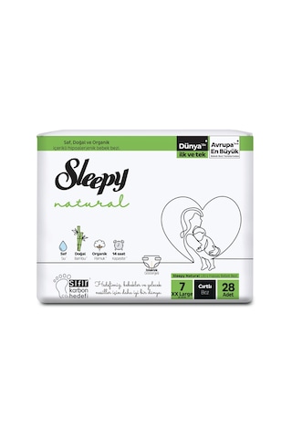 Sleepy Natural Ekonomik Paket Bebek Bezi 7 Numara Xxlarge 28 Adet