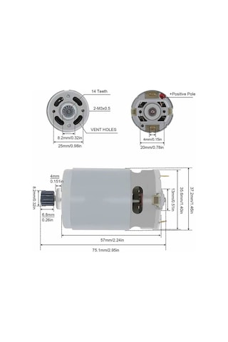 Rs550 Dc Motor 21v 14 Diş 28000rpm Yüksek Hız Tork Matkap Torna Cnc Router Motor Dairesel Testere