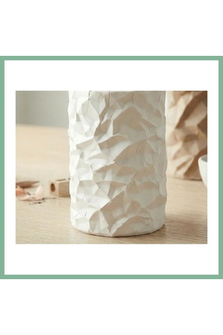 Bşkvirgo 3d Baskı Buruşuk Kağıt Görünümlü Kalemlik Modern Masaüstü Organizer Dokulu Kalem Tutucu 10 Cm - Beyaz Bsk2026