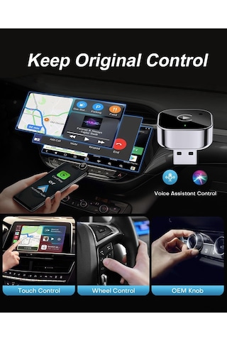 Maiyame Kablosuz Carplay Adaptörü, Usb-c Dönüştürücü İle, Otomatik Bağlanma, Ota Güncelleme, Minyatür Tasarım, İos/android Uyumlu