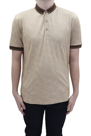 Santa Dmctekstil Erkek Kavis-113 Desenli Spor Kesim Rahat Kalıp Cepsiz Polo Yaka T-shirt Camel