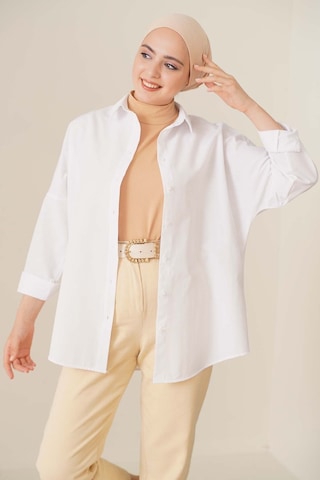 Bigdart 103901 Oversize Basic Tesettür Gömlek - Beyaz 001