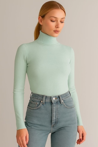 Catspy Unisex Premium Pamuklu Balıkçı Yaka Kaşkorse Şardonlu Slimfit Boğazlı Kazak Bebe Mavisi