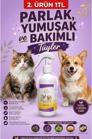 Kedi Köpek Kıtık Açıcı Kolay Tarama Tüy Dökülmesi Önleyici Bitkisel Tüy Deri Bakım Spreyi 250 Ml