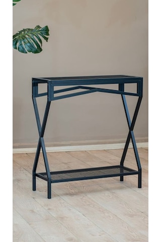 Uykula Modern Tasarım Siyah Metal Dresuar - Antre Ve Salon Konsolu 76 Cm