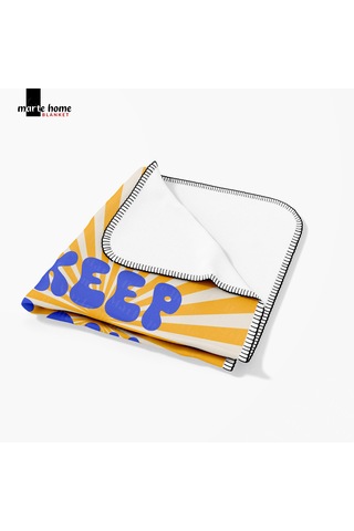 Keep Goıng Polar Tv Battaniyesi 100x170 Cm Tek Taraf Baskılı Sarı Sarı - Beyaz