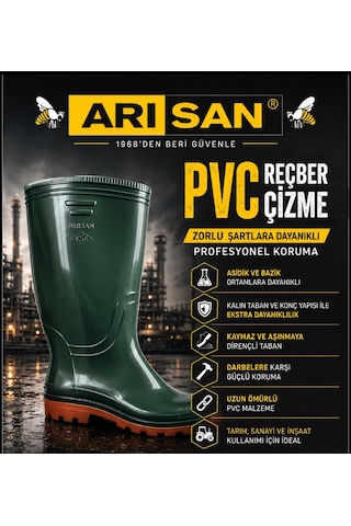 Arısan Pvc İtalyan Çizme Krep Taban Yeşil