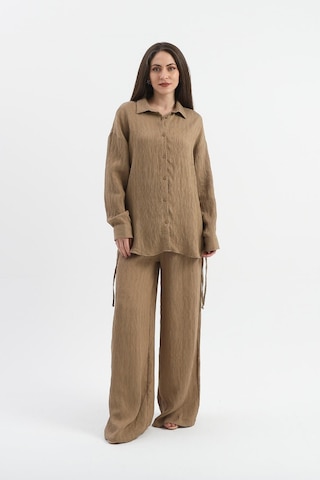 Yandan Bağlamalı Tunik Gömlek - Vizon-vizon Vizon