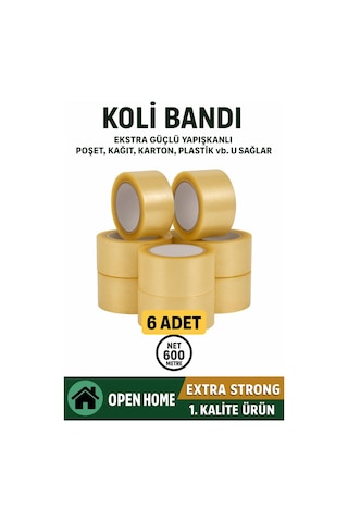 6 Adet-100 Metre Şeffaf Koli Bandı Extra Strong 40 Micron Kalınlık, Güçlü Yapışkan Diğer