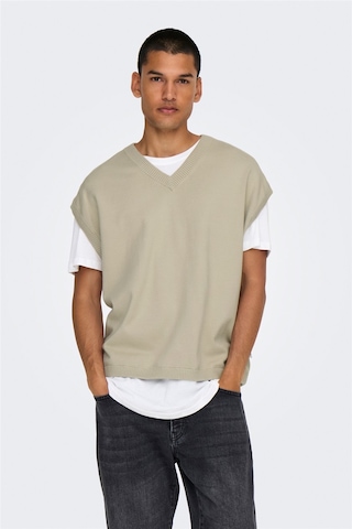 Only & Sons Onslusım Lıfe Rlx 12 V-neck Vest Knıt Erkek Gri Yelek - 22030784 Gri
