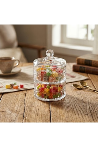 Home Collectıon Sdg1009b Chester Cam Kapaklı Şekerlik Ve Lokumluk 2 Katlı - 12'li Paket Diğer