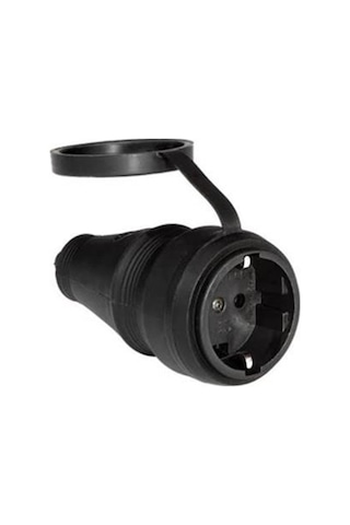 Monofaze Kauçuklu Kablo Bahçe İç Dış Mekan Korunaklı Su Geçirmez Siyah Kapaklı Dişi Fiş Tek 16a