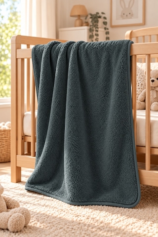 Senpai Wellsoft Bebek Çocuk Battaniyesi 100x150 CM Çift Taraflı Kundak Puset Örtüsü Yumuşak Antrasit