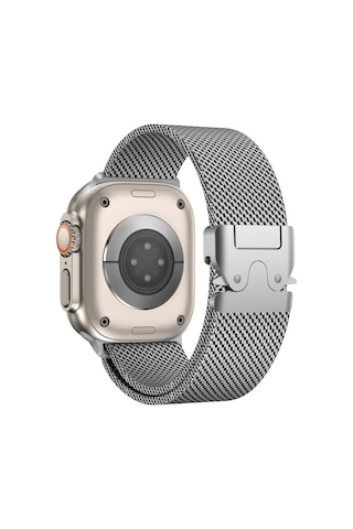 Forzacase Apple Uyumlu  Watch 11 46mm İle Mekanizmalı Metal Hasır Kordon Kayış - Fc864