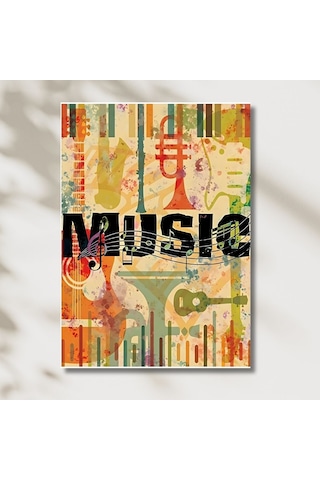 Vintage Müzik Esintisi Dekoratif Mdf Poster