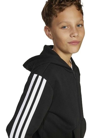 Adidas 3 Stripes Fleece Çocuk Siyah Kapüşonlu Ceket Siyah
