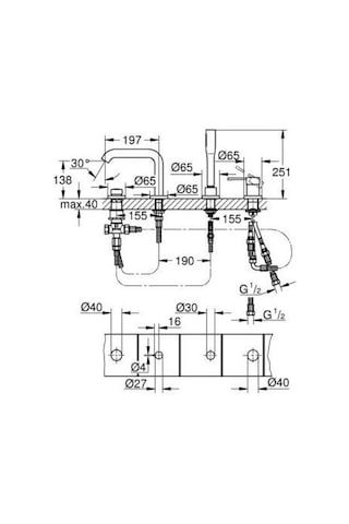 Grohe Essence Dört Delikli Küvet Bataryası - 25251001 Gümüş