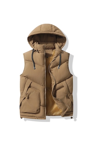 Yeni Erkek Kalın Dik Yaka Yelek Kahve